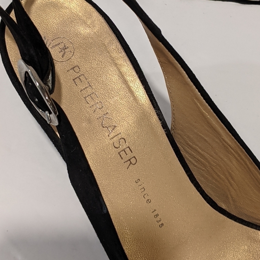 PETER Kaiser black suede sling back heels sz 6.5 - Picture 11 of 16